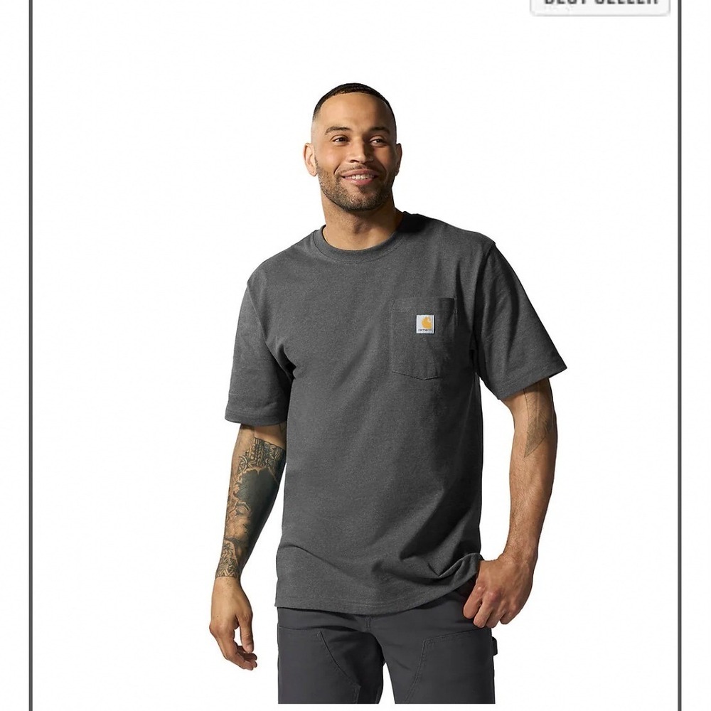 Carhartt Mens Loose Fit Pocket T-Shirt Gray Short Sleeve Workwear Tee 2XL
